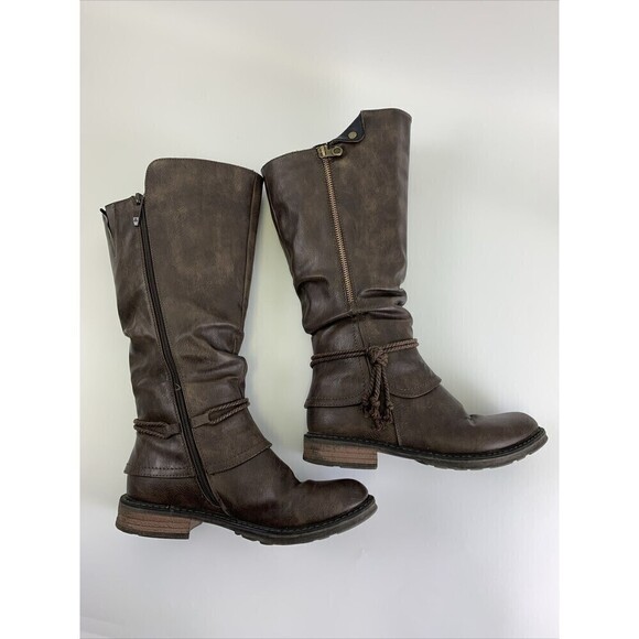 Patrizia Spring Step Museropett Boot Tall Brown Faux Leather Faux Fur Lined 7 - Picture 6 of 14